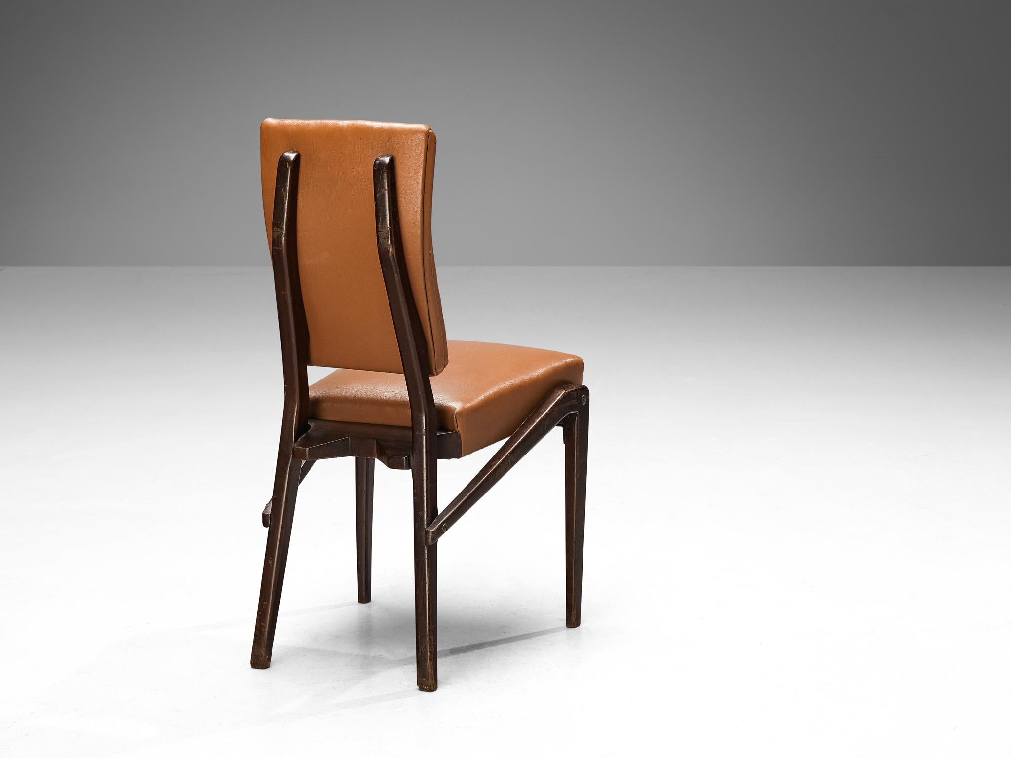 Mid-20th Century Unique Mario Oreglia Set of Six Dining Chairs with Sculptural Wooden Frame  For Sale