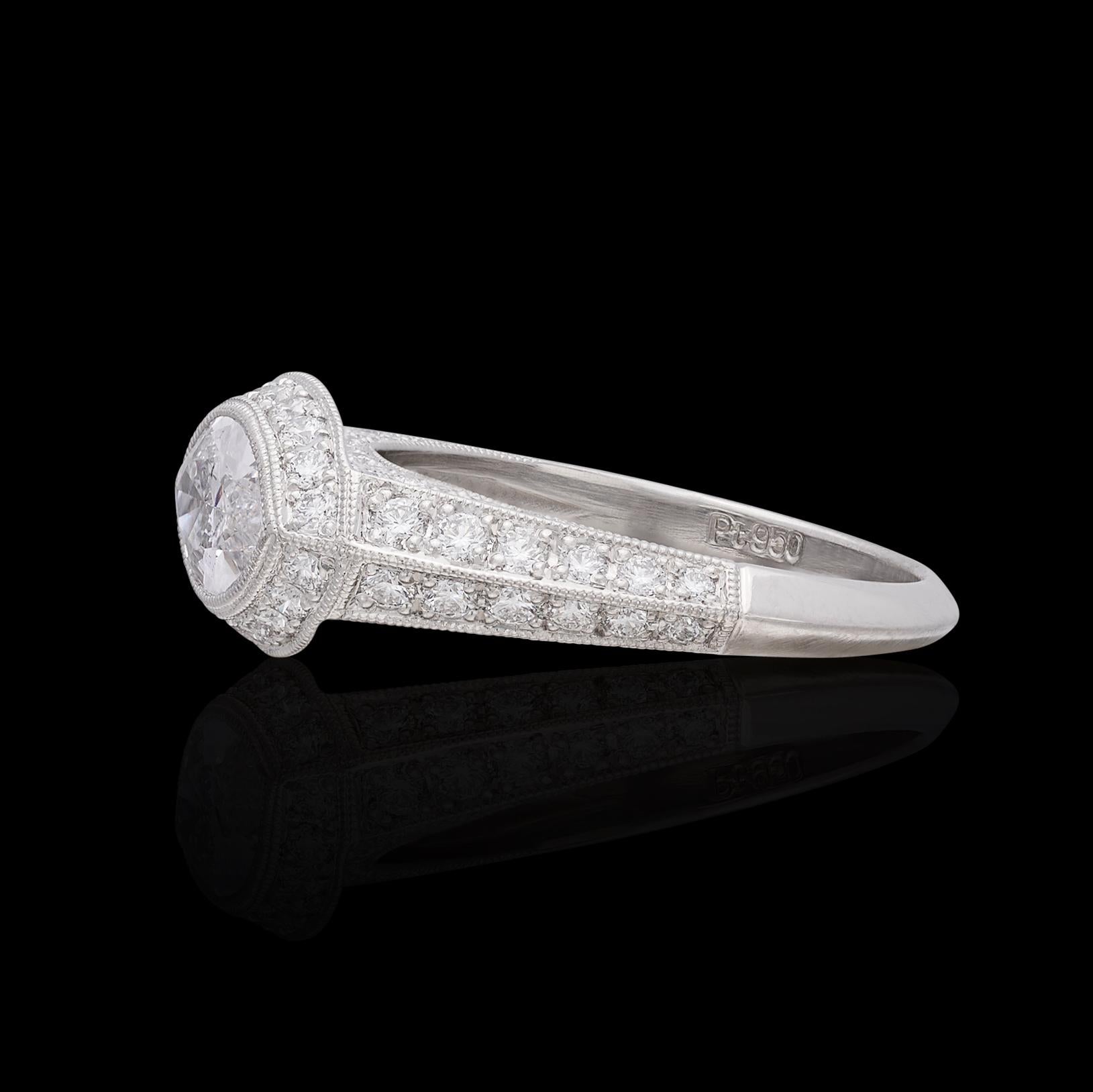 Unique Marquise Cut Platinum Diamond Ring For Sale 1