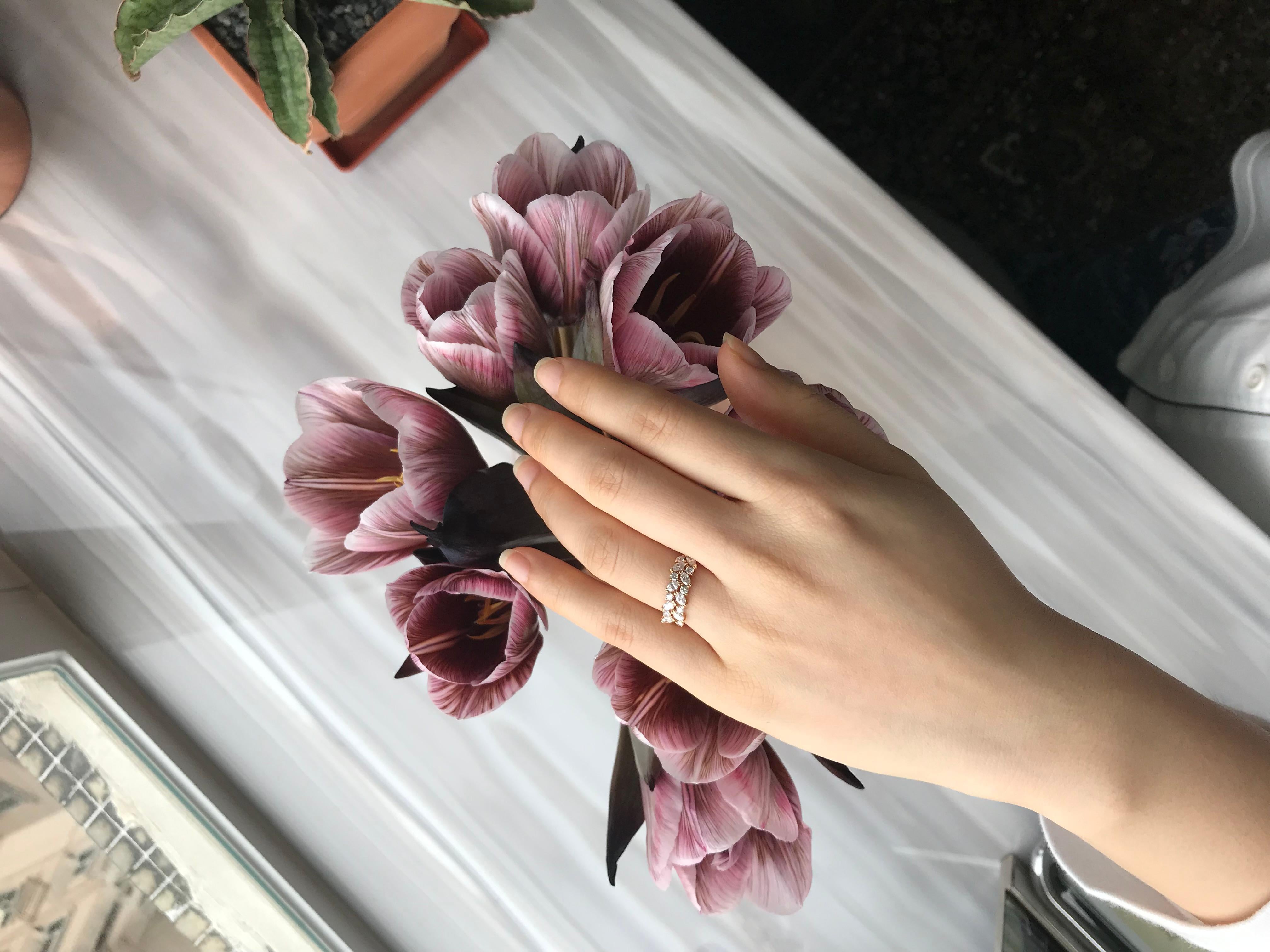 For Sale:  Unique Marquise Diamond Ring in 18k rose gold 2