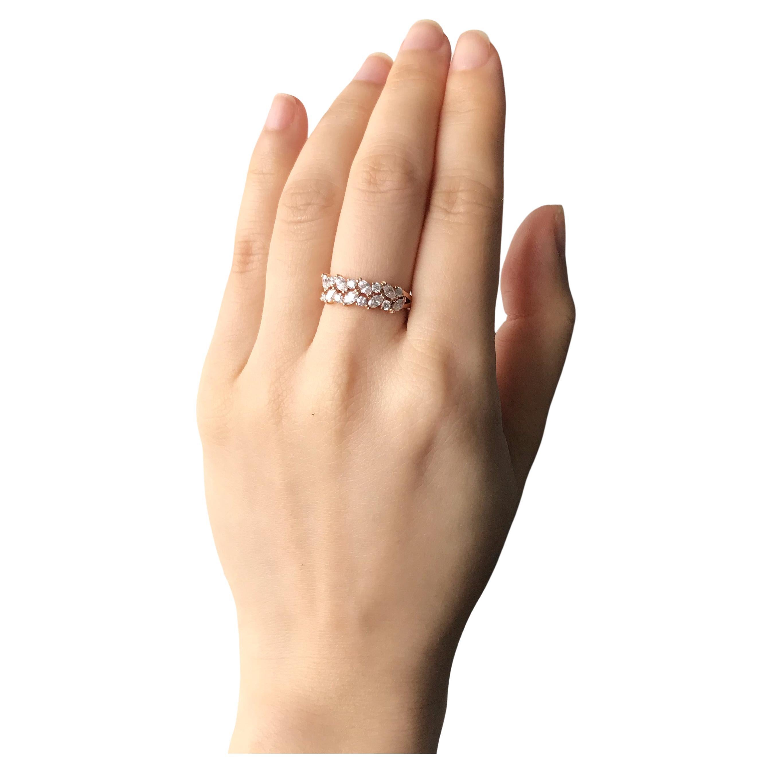 Unique Marquise Diamond Ring in 18k rose gold