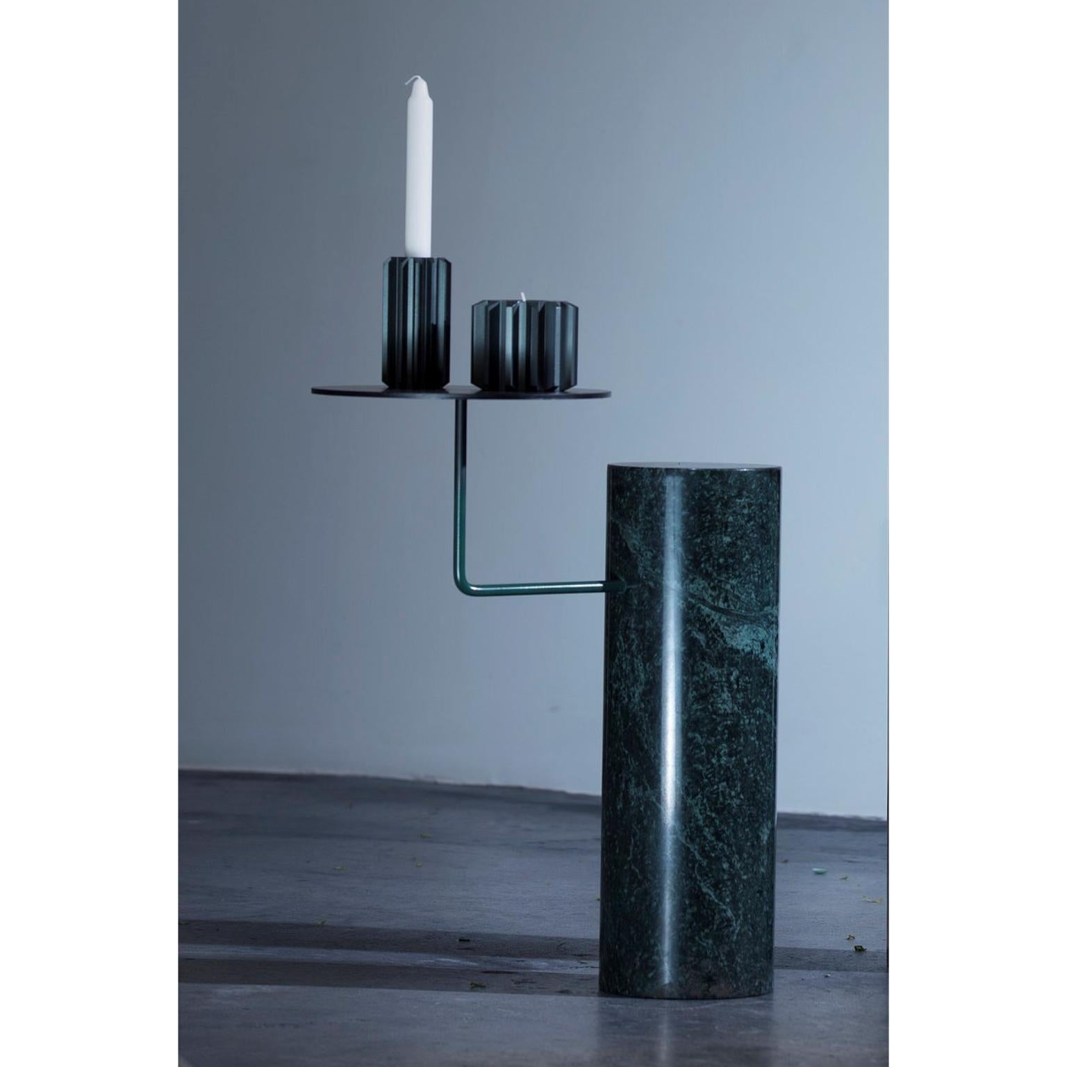 Unique masnad side table by Borgi Bastormagi
Dimensions: W 25 x D 36 x H 52 cm
Material: Brushed stainless steel, marble
Also available in black steel, brushed brass and with steel plate.

Part of the folliland collection, Masnad is a small