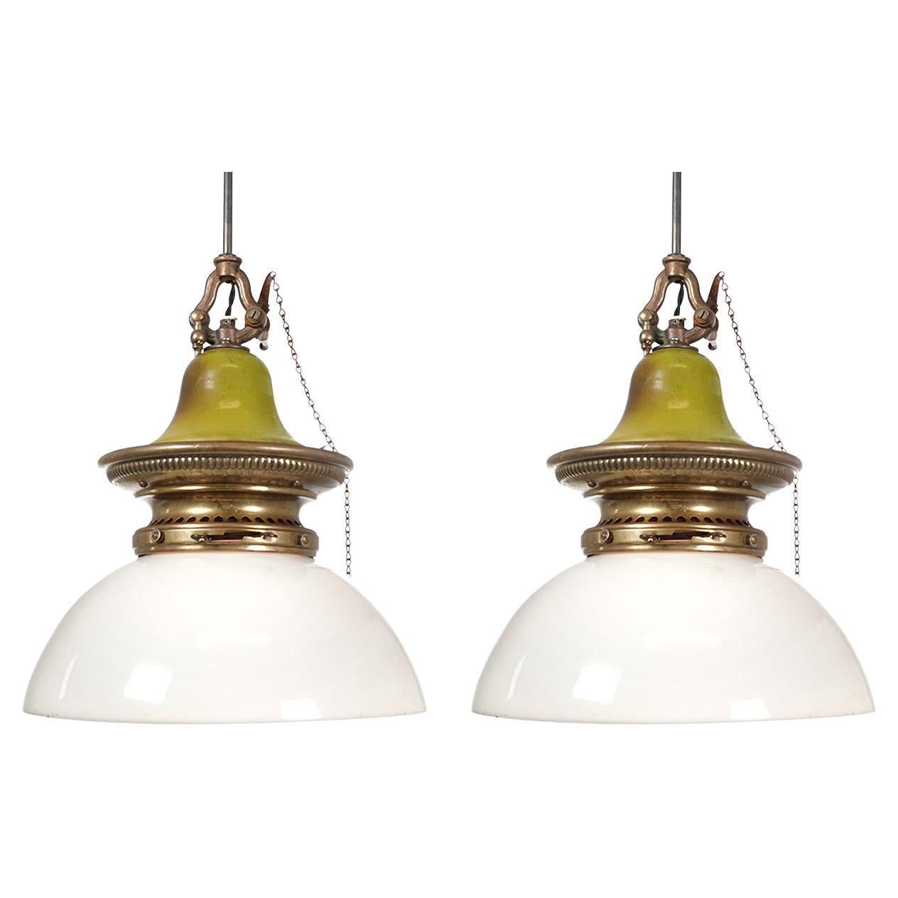 Unique Matching Pair of Domed Humphrey Lamps