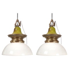 Unique Matching Pair of Domed Humphrey Lamps