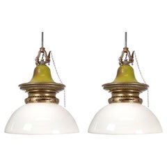 Unique Matching Pair of Domed Humphrey Lamps