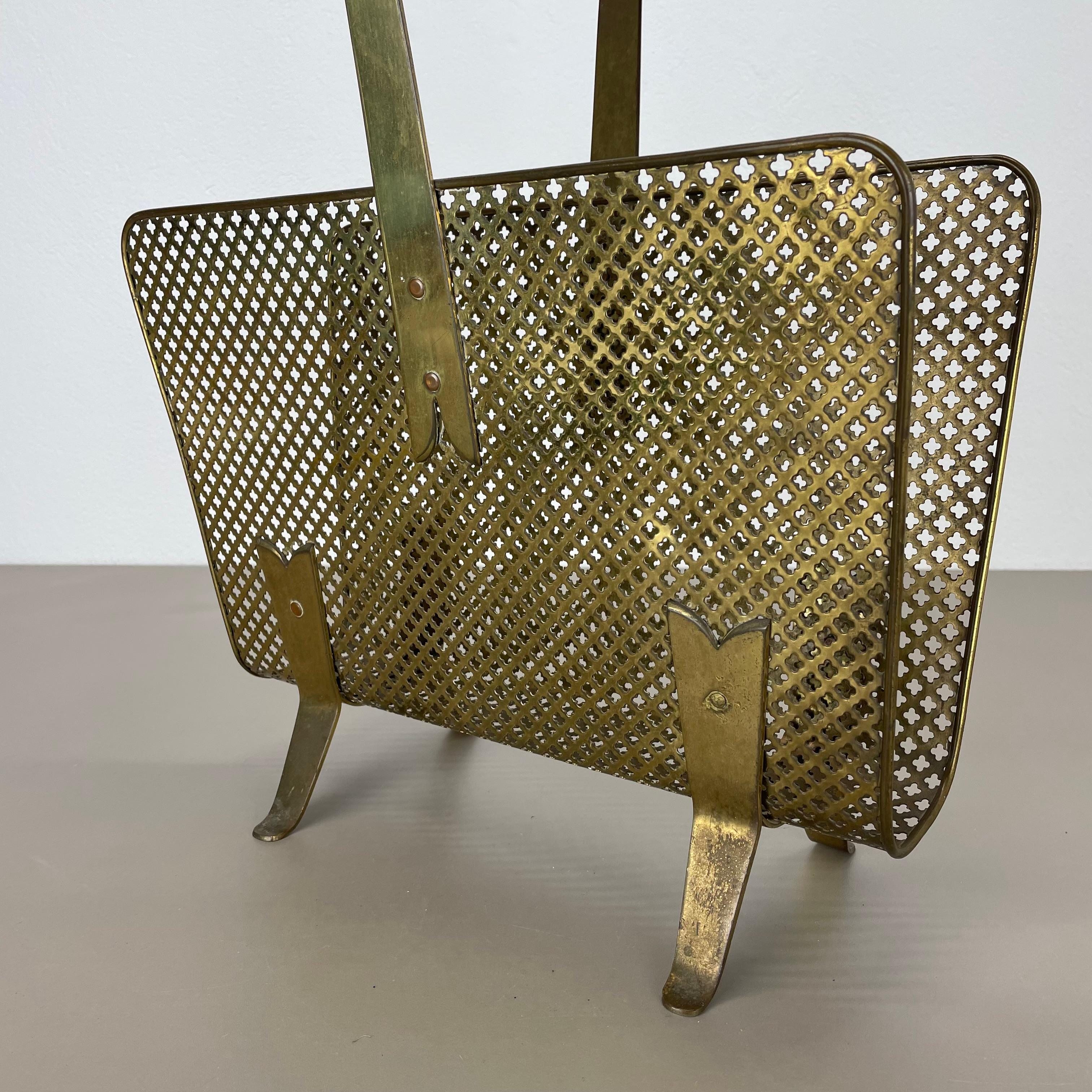 unique Mategot Aubock Style brass and bamboo Magazine Holder, Austria 1950s For Sale 12