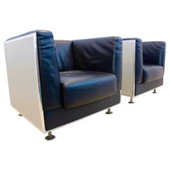 Unique Matteo Grassi Soft Leather Arm Chair in Aluminium Shell by Kunihide Oshi