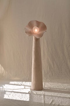 Unique, Medium Hand Blown Glass and Fabric Eggshell Bloom Lamp Joanne Odisho