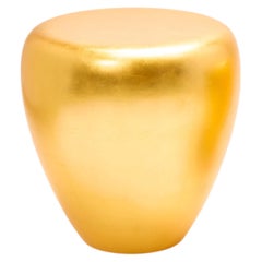 Unique Medium Satin Varnish Yellow Gold Leaf Side Table DOT, Reda Amalou Design