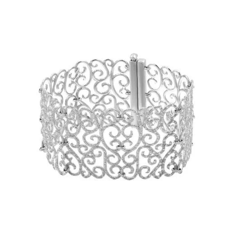 Round Cut Unique Mesh Diamond Bracelet 18k White Gold Bracelet For Her For Sale