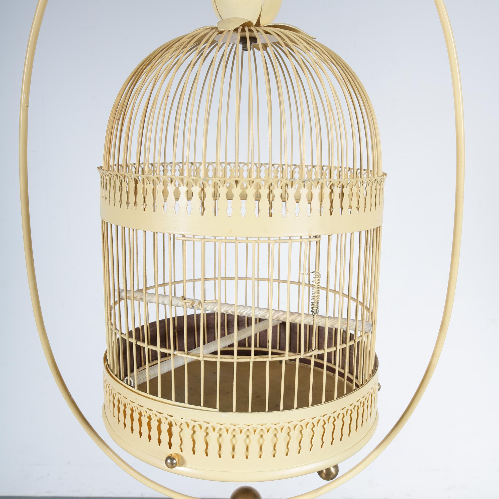 Unique Metal Bird Cage on Stand, Italy, 1950 In Good Condition For Sale In Amsterdam, NL