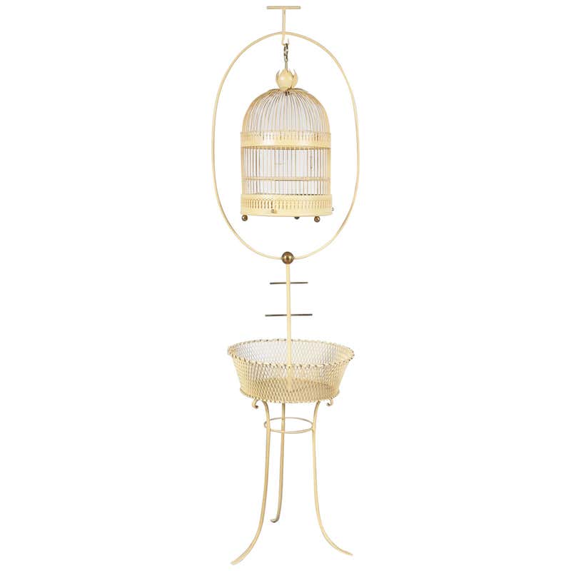 American Art Deco Bird Cage on Stand by Hendryx For Sale at 1stDibs