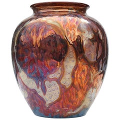 Unique Metallique Lustre Vase by Plazuid Gouda, 1950s Netherlands