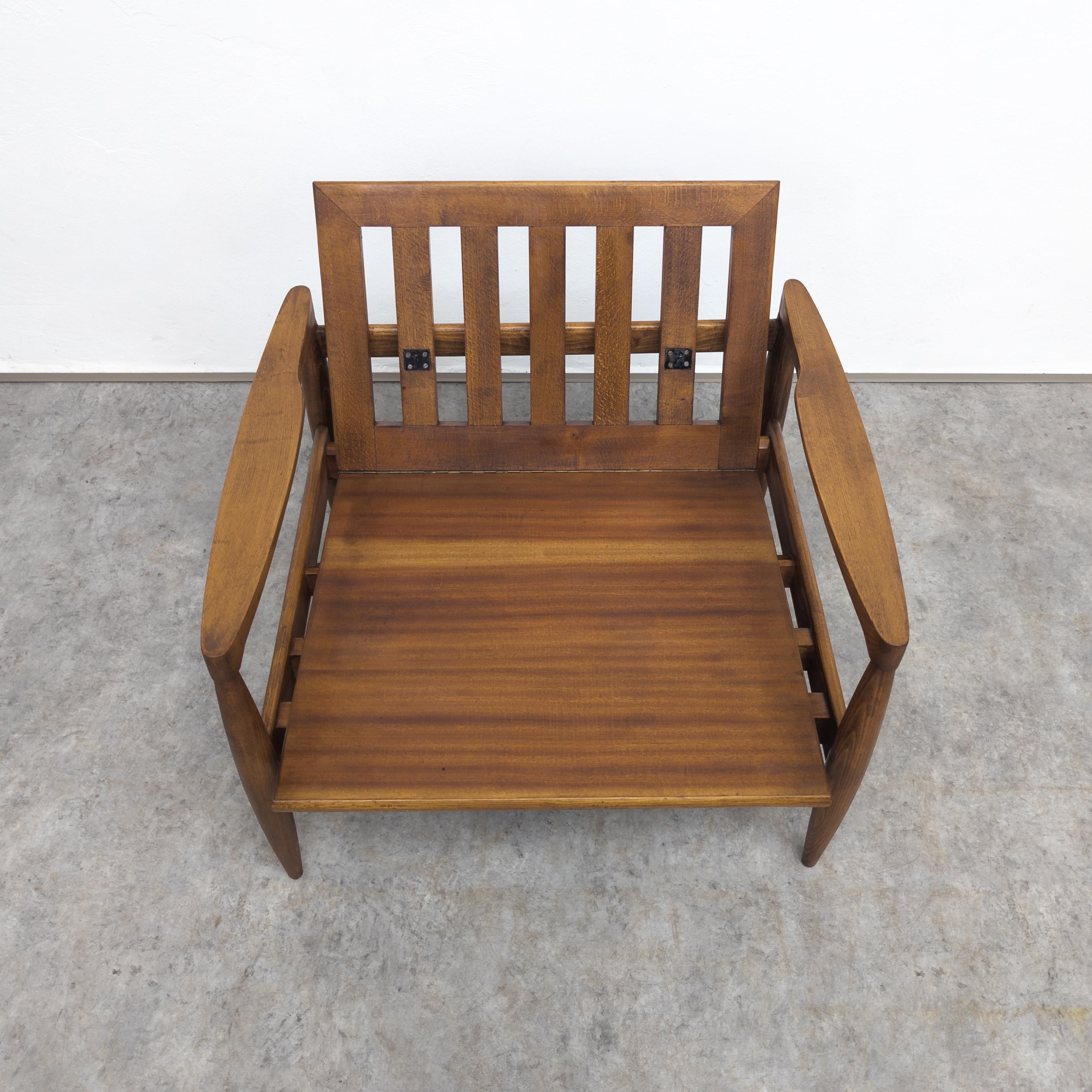 Unique Mid Century adjustable teak armchair, 1960s For Sale 5