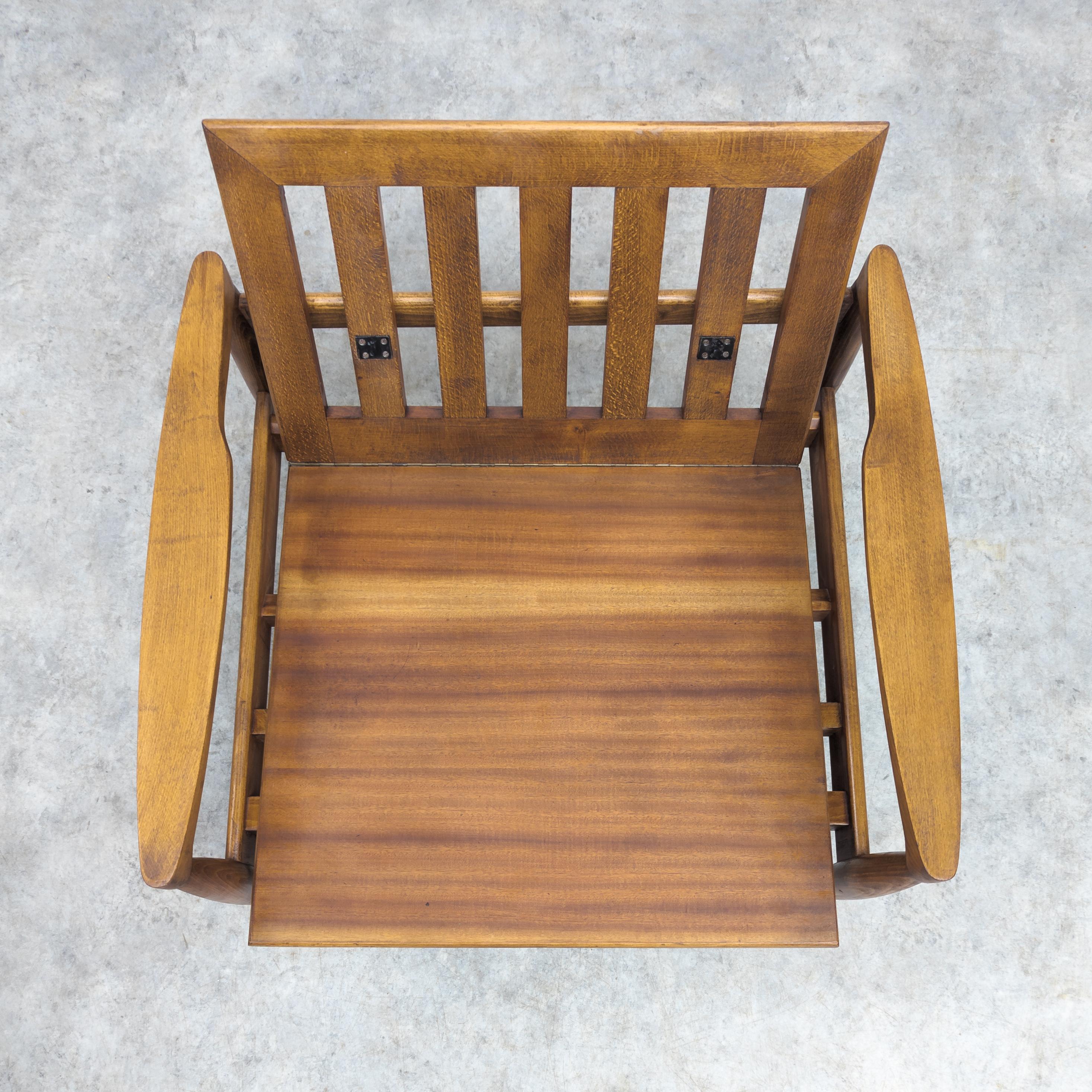 Unique Mid Century adjustable teak armchair, 1960s For Sale 6