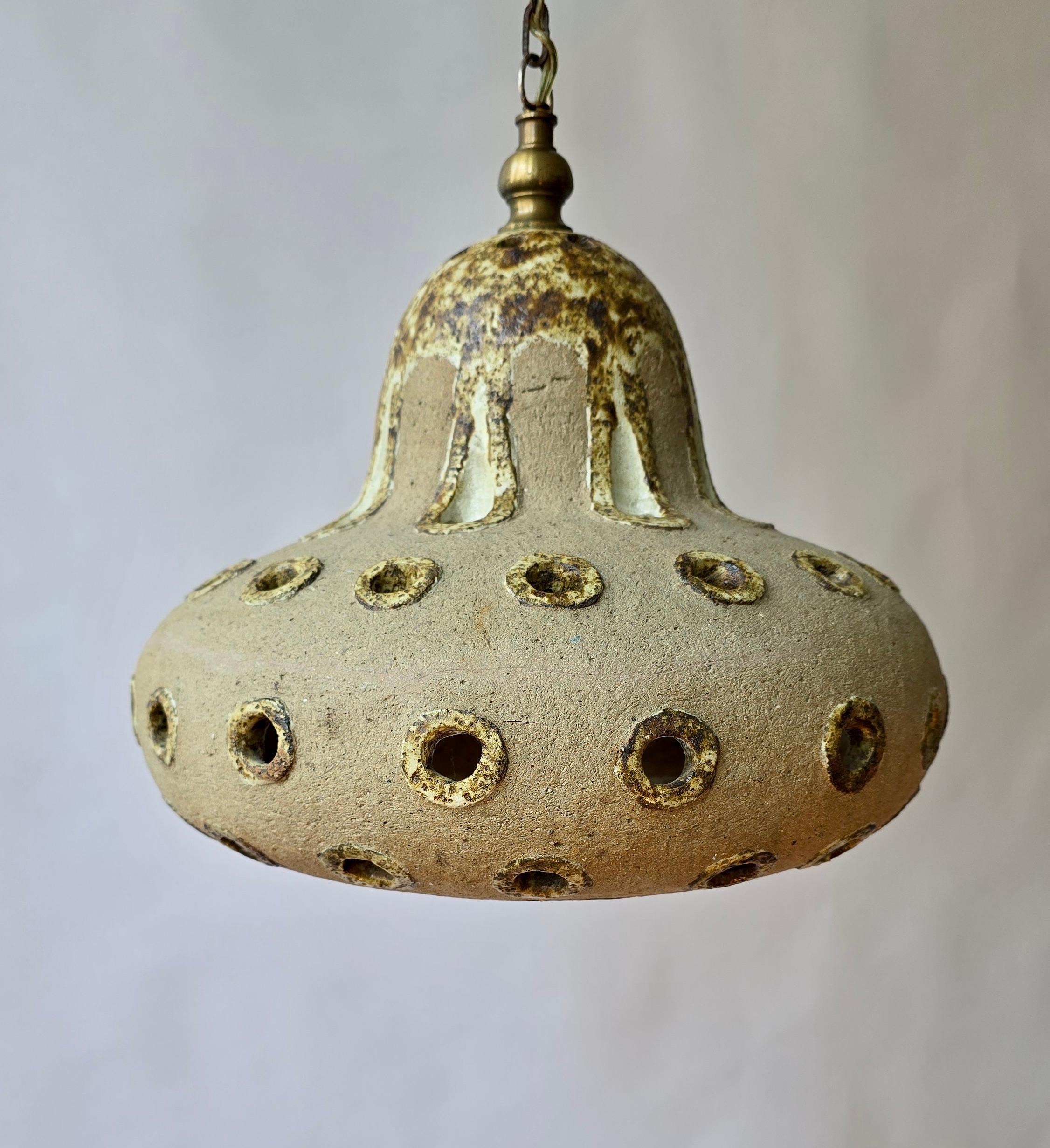 Lampada a sospensione in ceramica di metà secolo, unica nel suo genere in vendita 3
