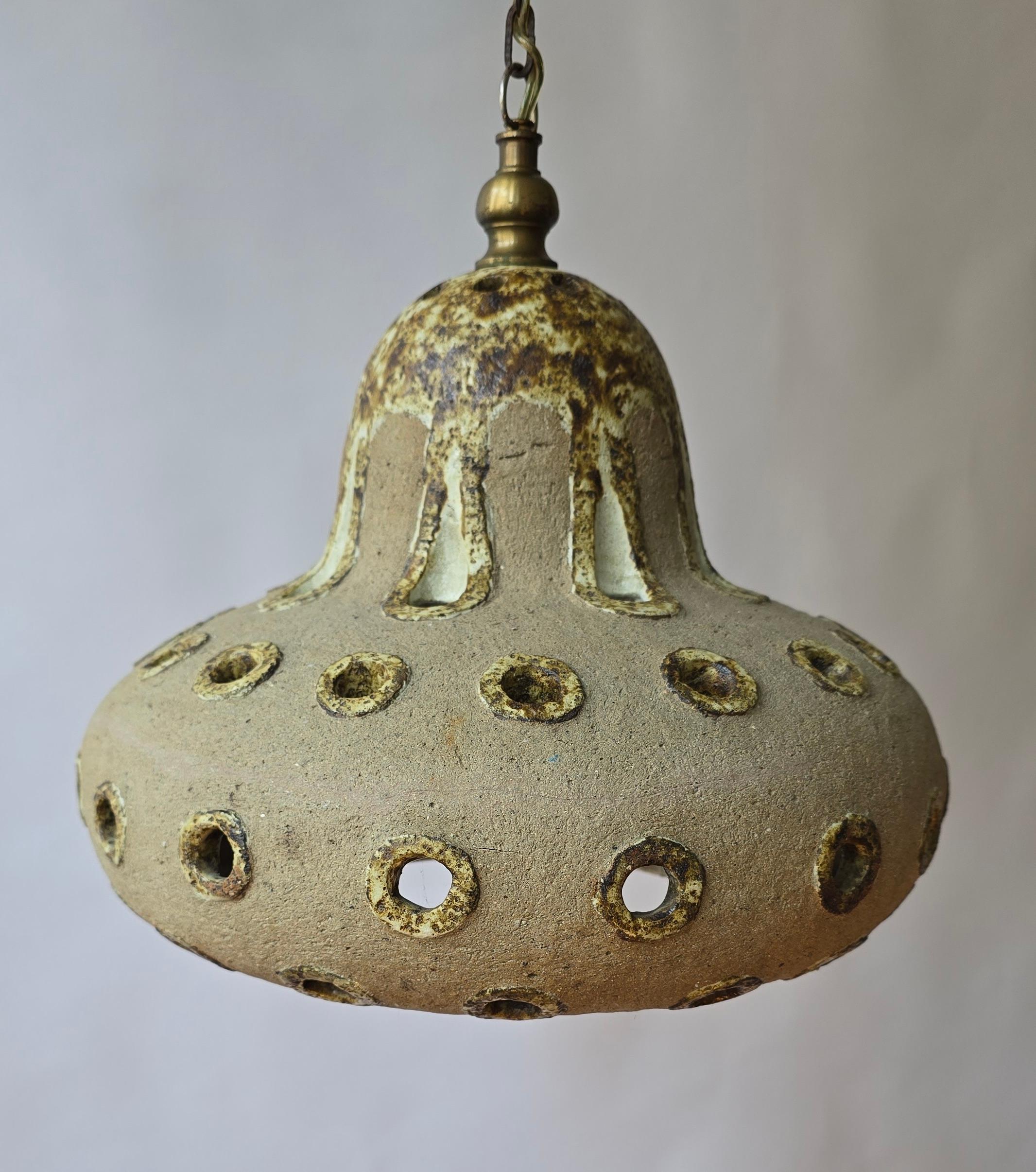 Lampada a sospensione in ceramica di metà secolo, unica nel suo genere in vendita 2