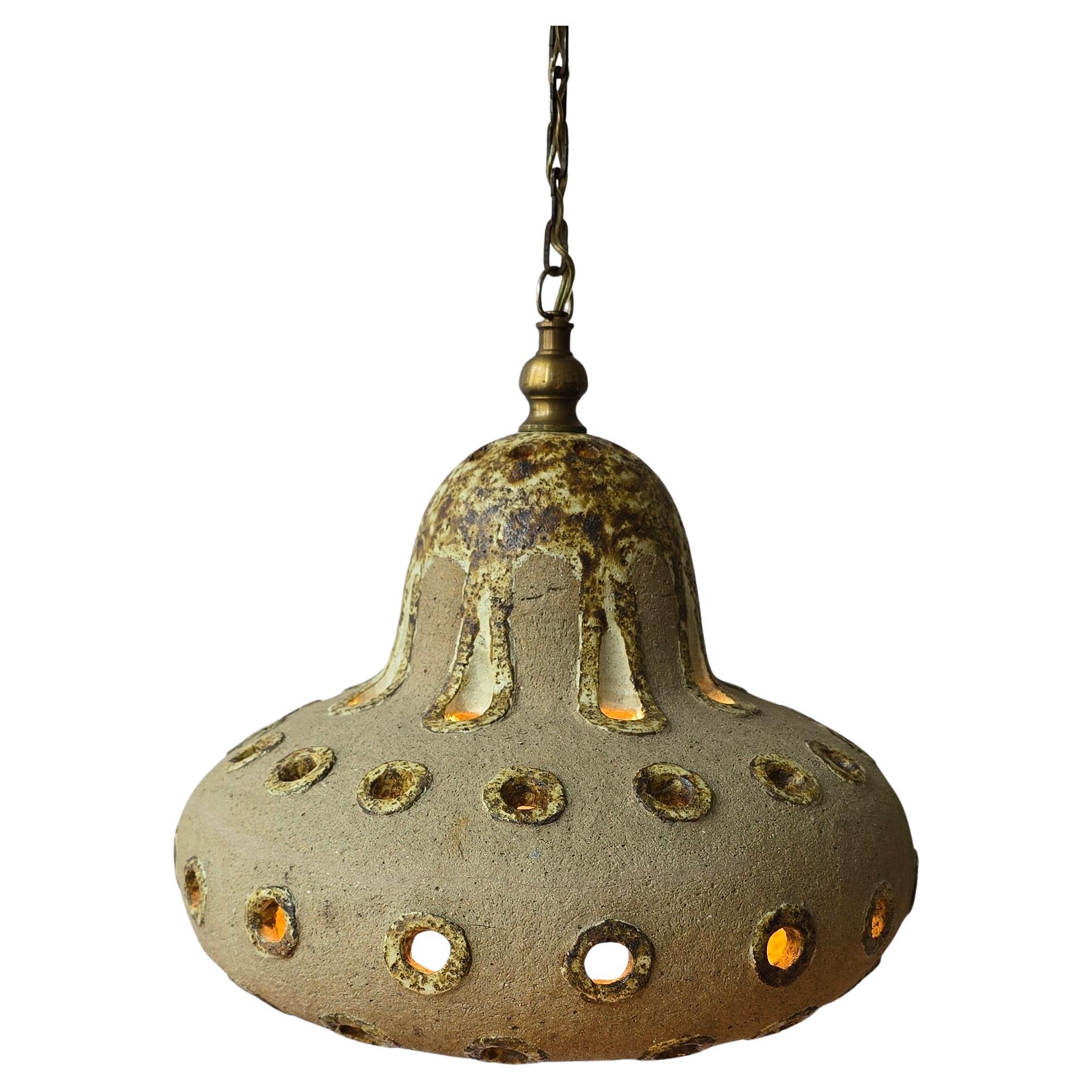 Lampada a sospensione in ceramica di metà secolo, unica nel suo genere in vendita
