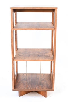 Unique Mid Century Danish Modern Rosewood Revolving Bookcase Record Holder