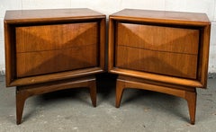 Unique Mid-Century Diamond Front Nightstands