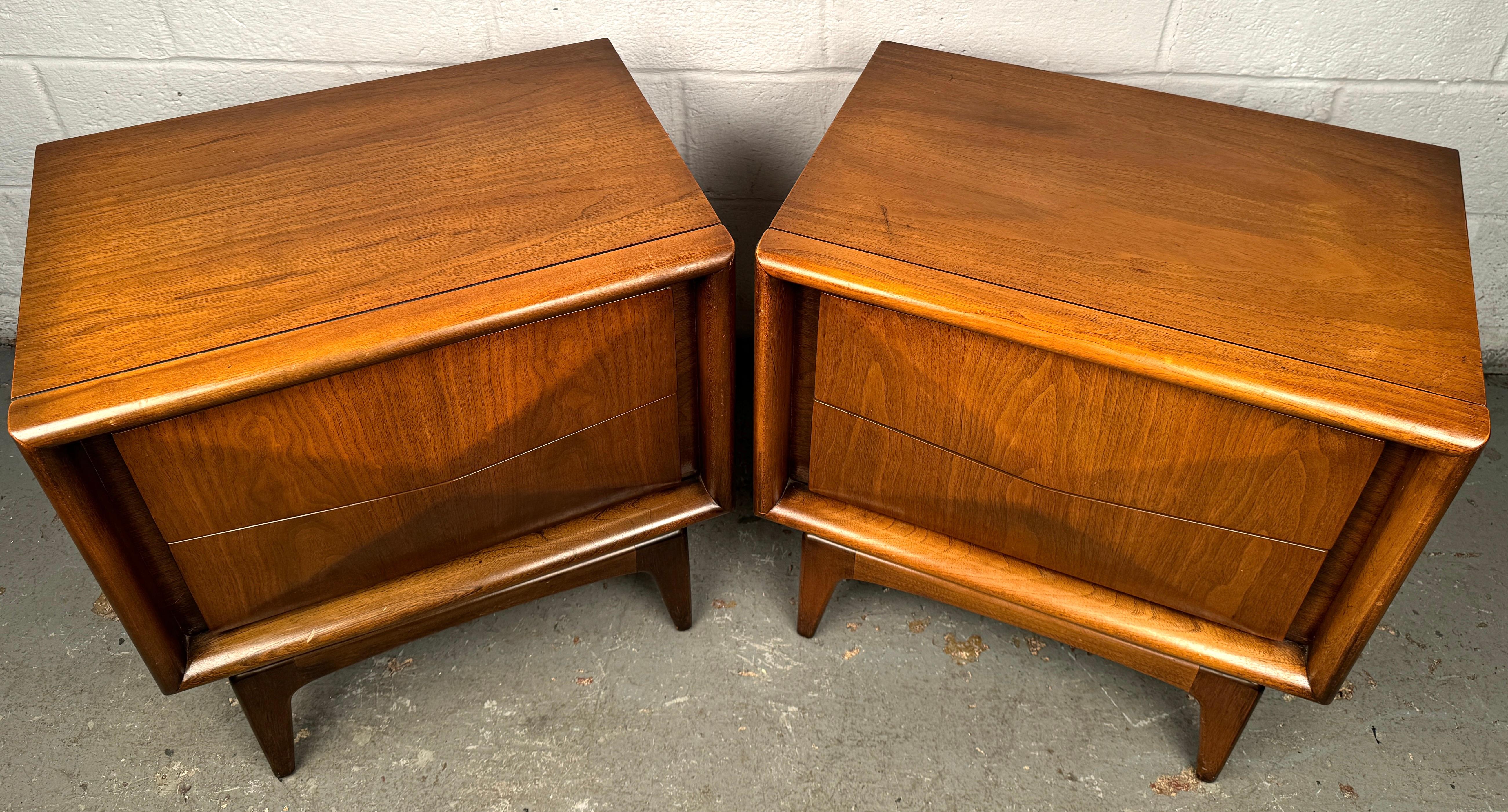 Mid-Century Modern Unique Mid-Century Diamond Front Nightstands For Sale