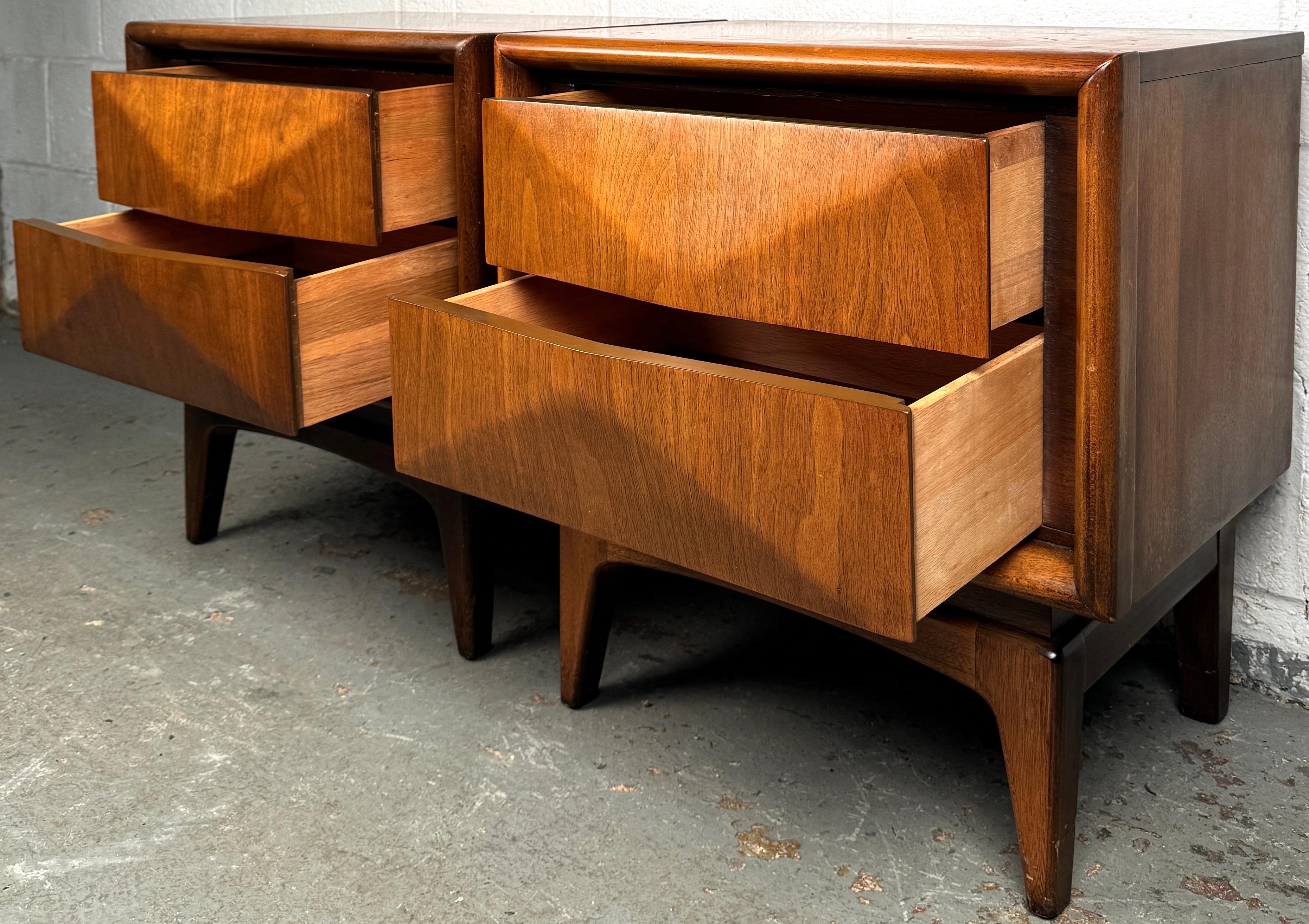 Unique Mid-Century Diamond Front Nightstands For Sale 2