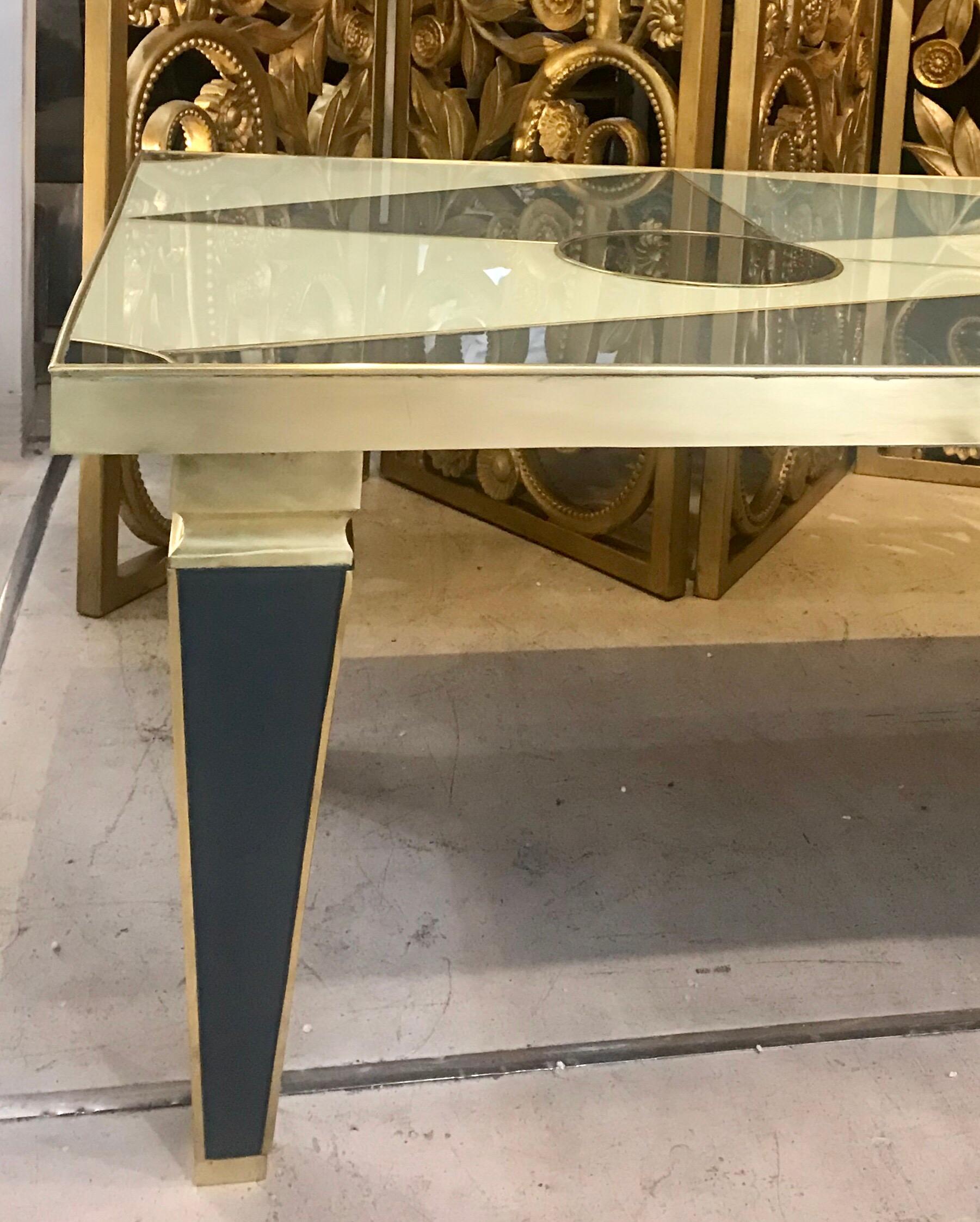 Unique Midcentury Glass and Brass Coffee Table 2