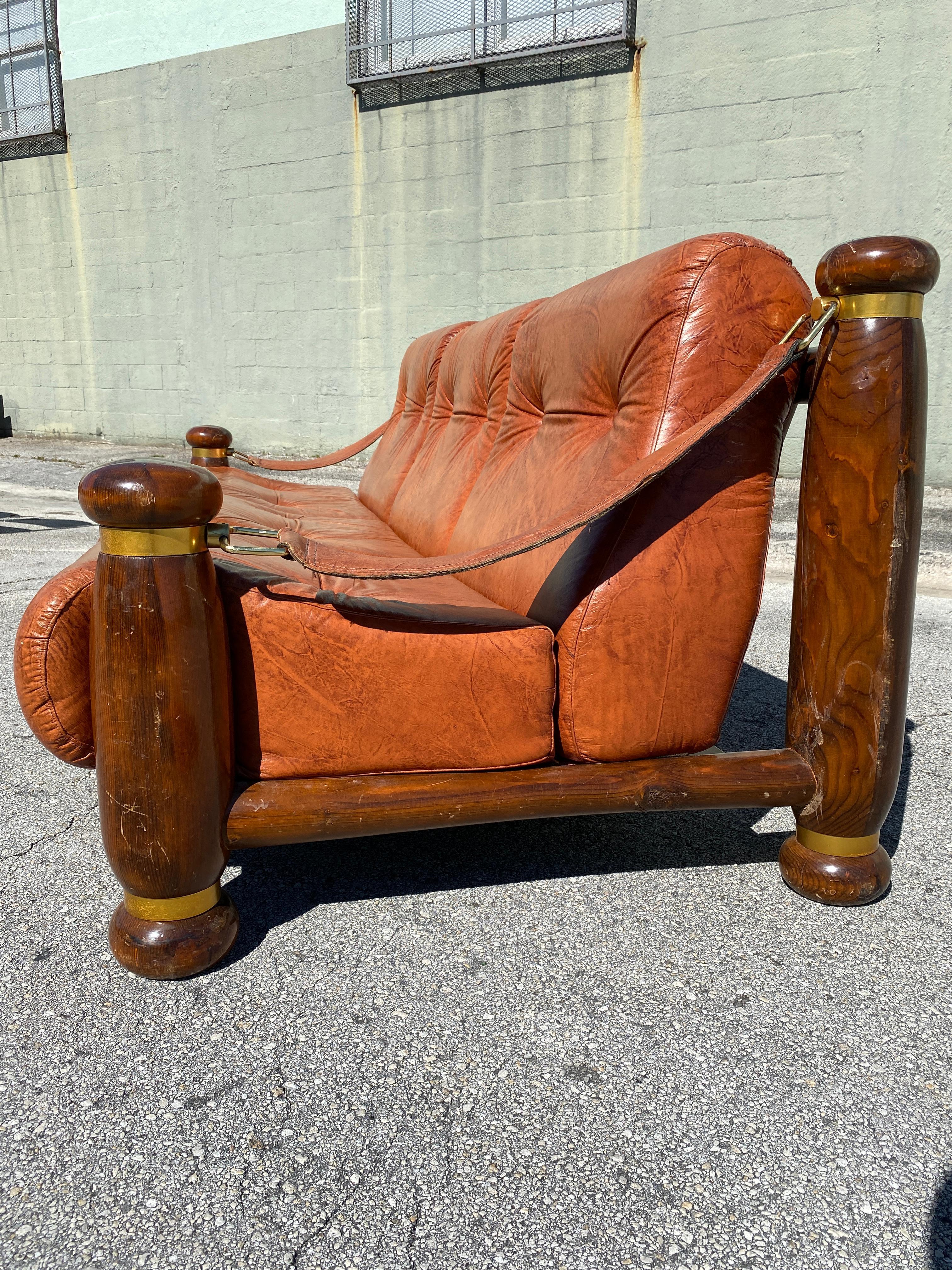 Leather Unique Mid-Century Italian Sofa