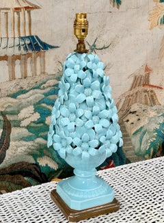 Lámpara de mesa única de mediados de siglo Manises Floral Casa Pupo