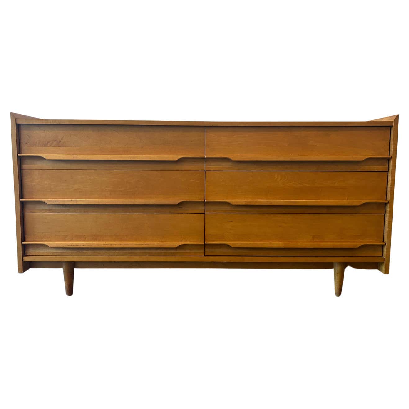 Unique MidCentury Modern American Maple 6 Drawer Dresser Credenza by