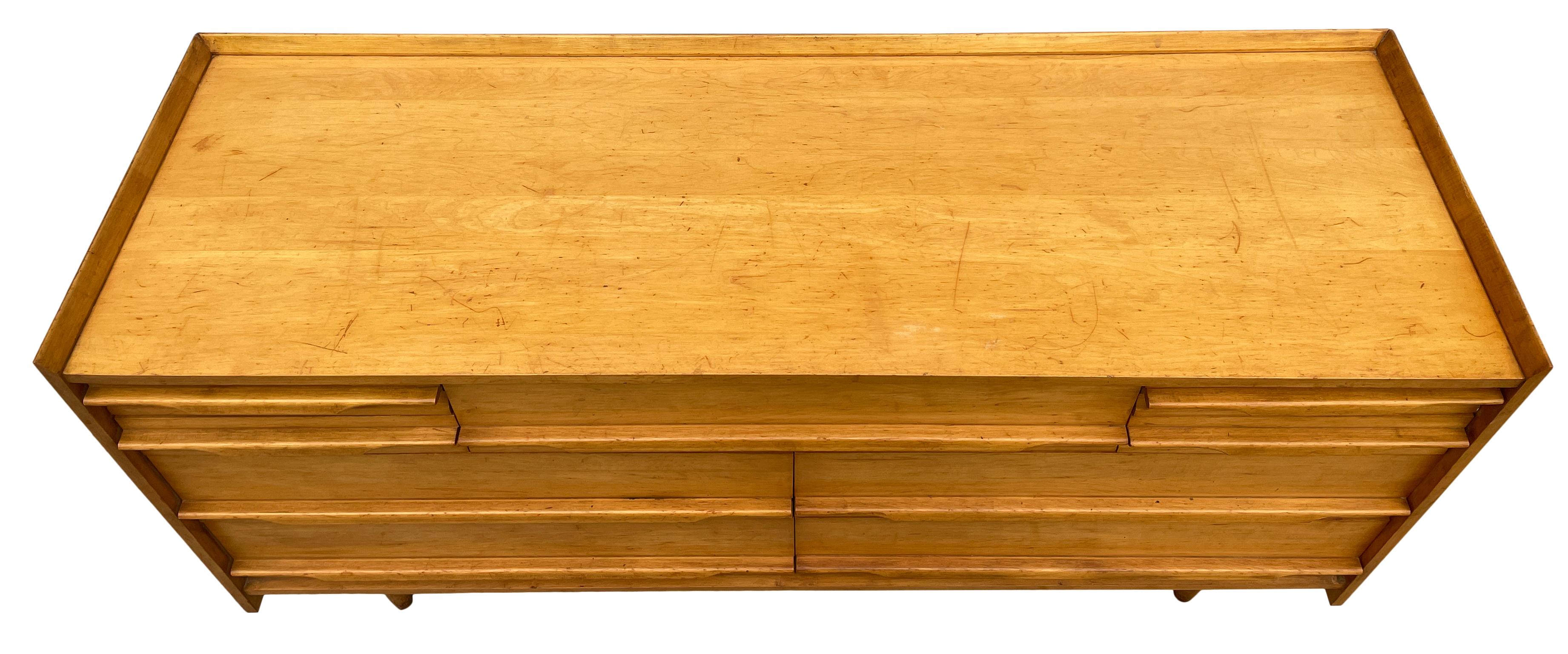 Unique Mid-Century Modern American Maple 9 Drawer Dresser Credenza by Crawford 1