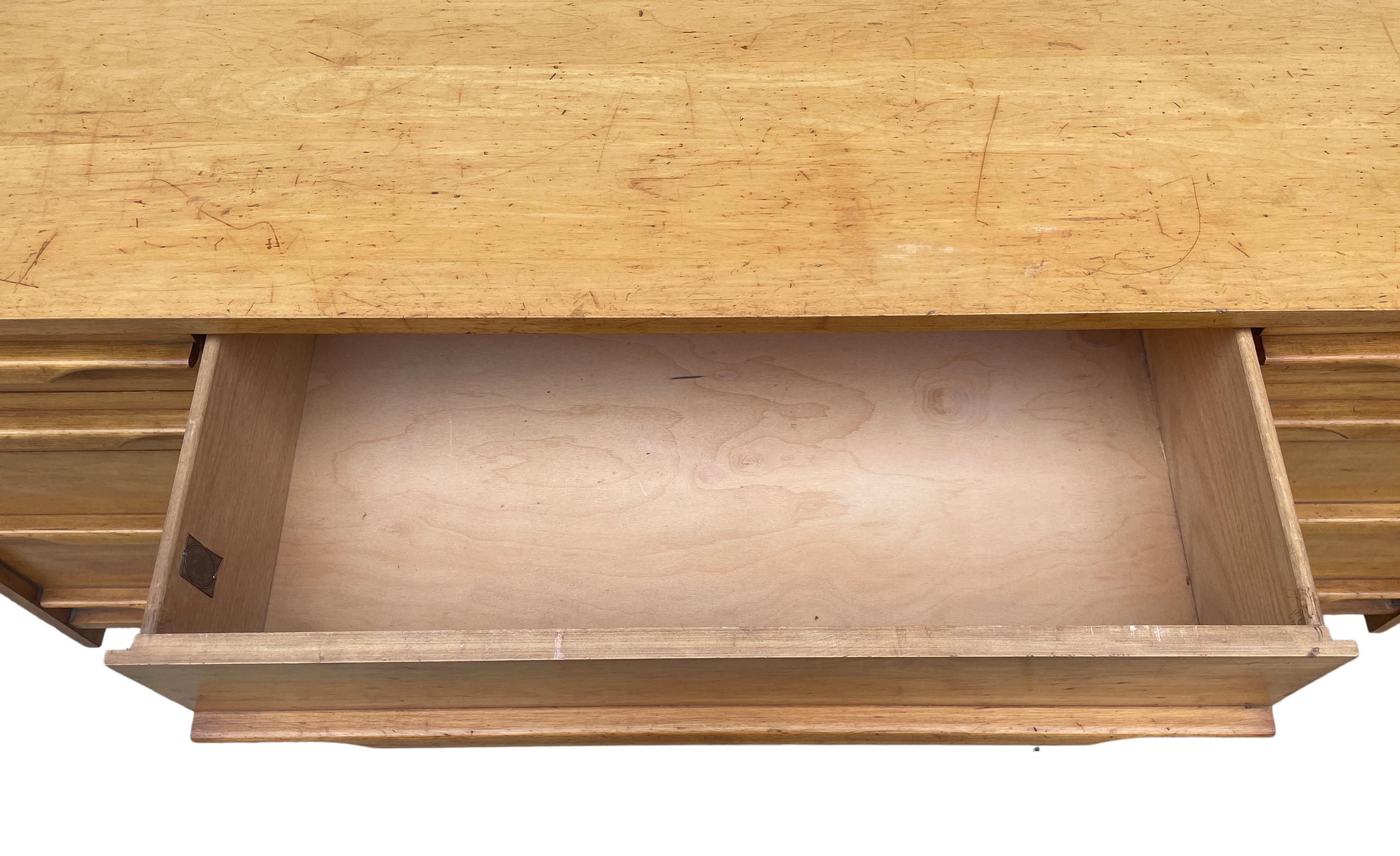 Unique Mid-Century Modern American Maple 9 Drawer Dresser Credenza by Crawford 4