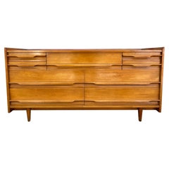 Retro Unique Mid-Century Modern American Maple 9 Drawer Dresser Credenza by Crawford