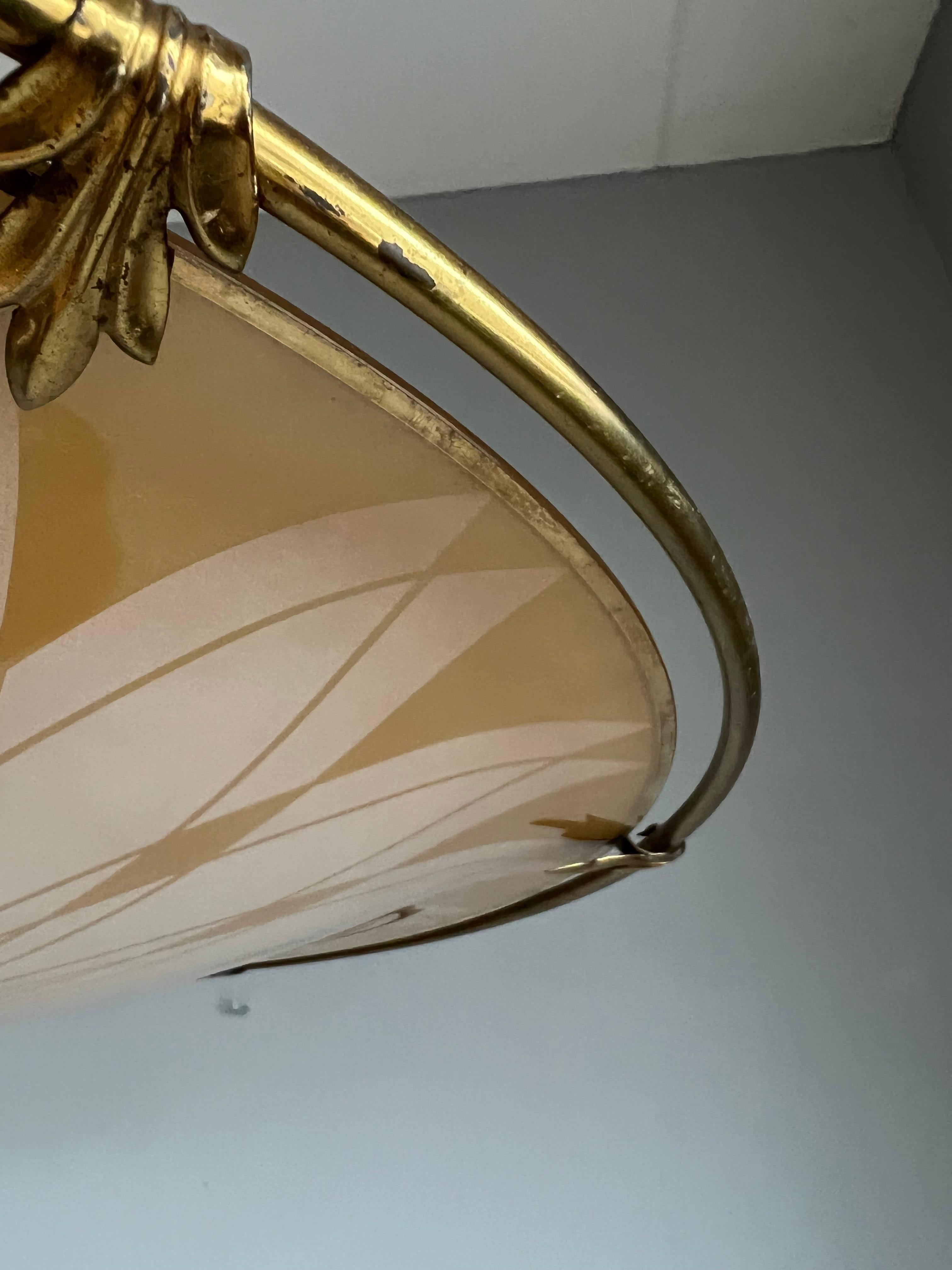 Unique Mid-Century Modern Artistic Glass Art Flush Mount or Ceiling Light, 1950 9