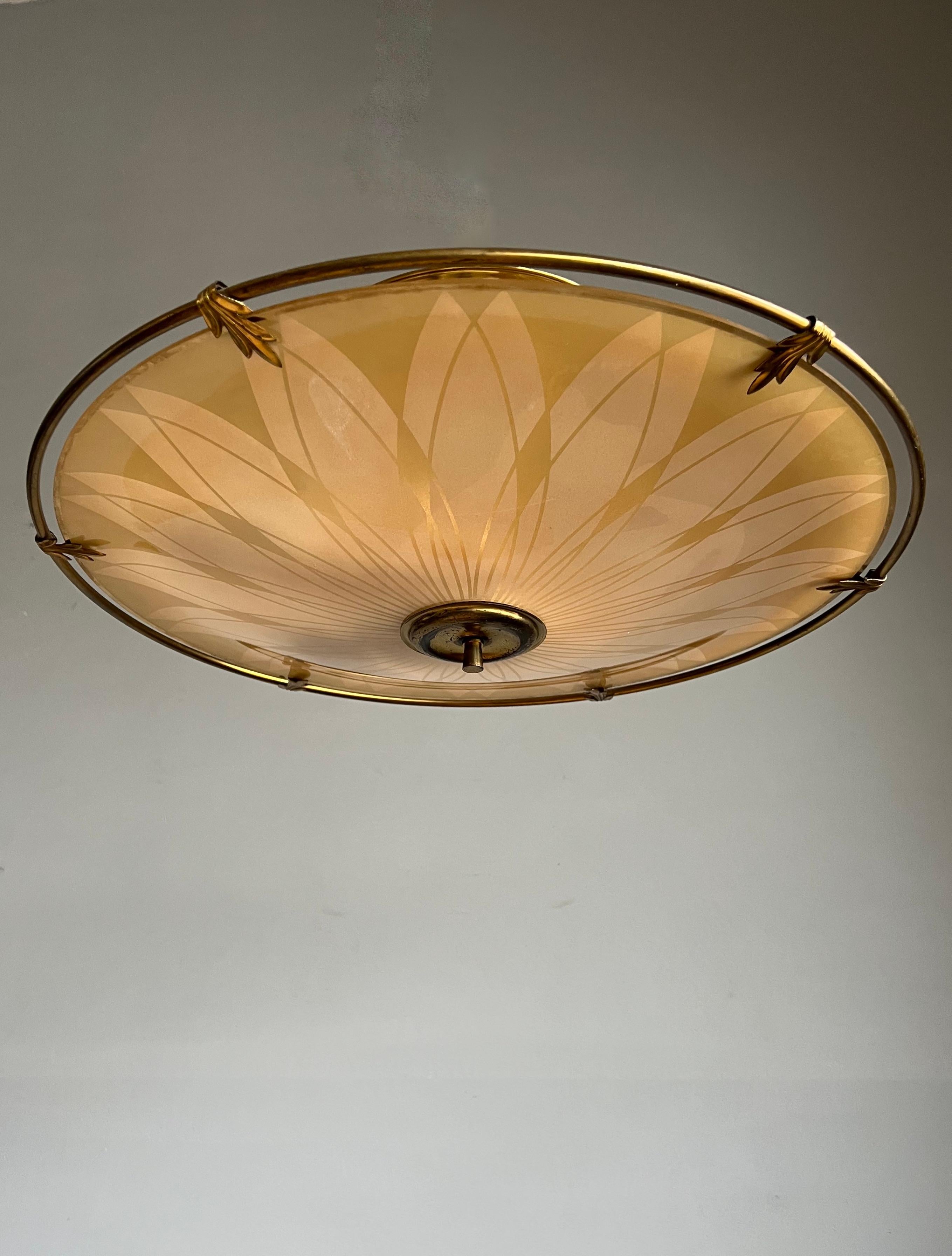 Unique Mid-Century Modern Artistic Glass Art Flush Mount or Ceiling Light, 1950 10