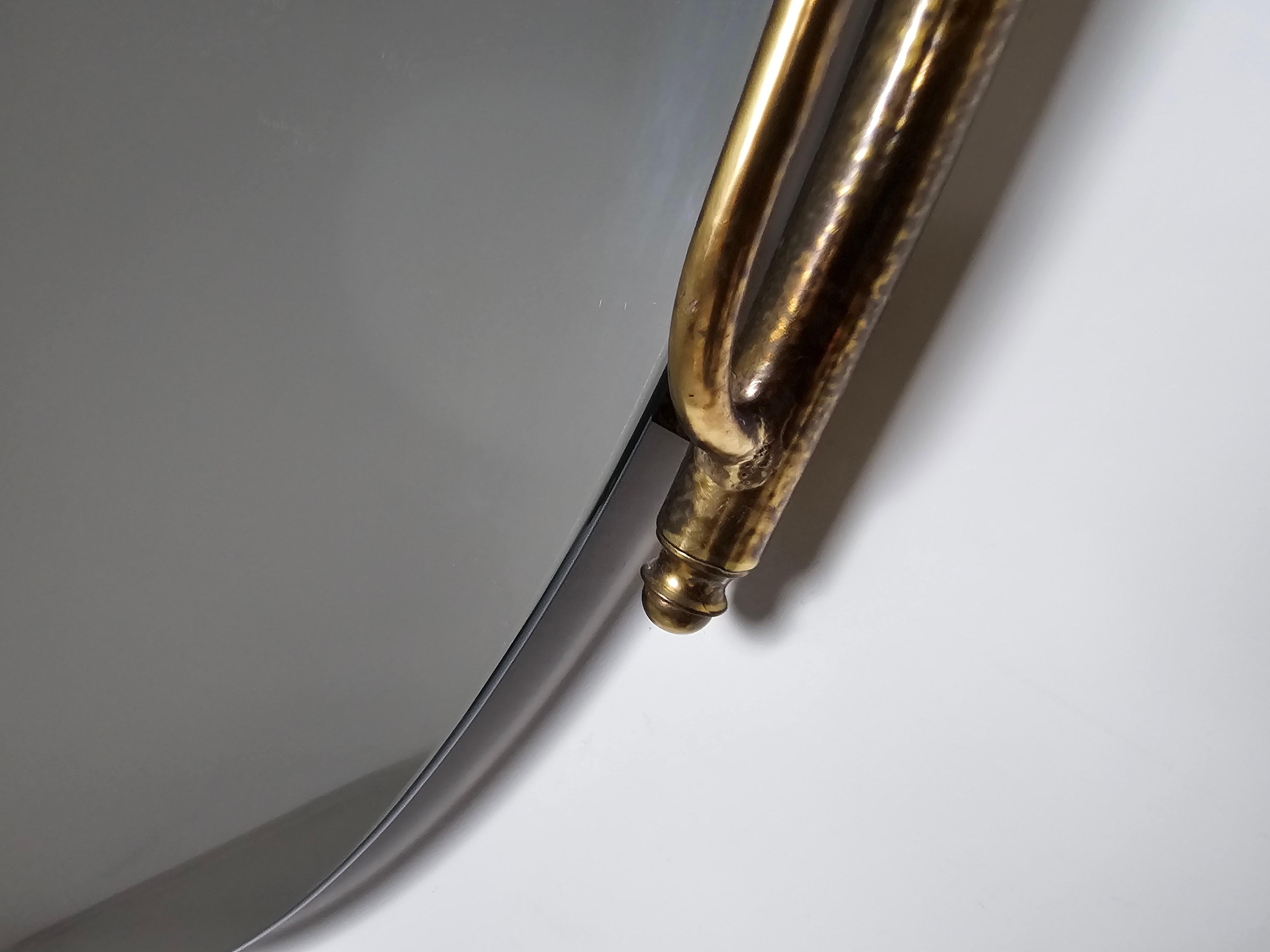 Großer italienischer Mid-Century-Modern-Wandspiegel aus Messing, Mid-Century Modern im Angebot 4