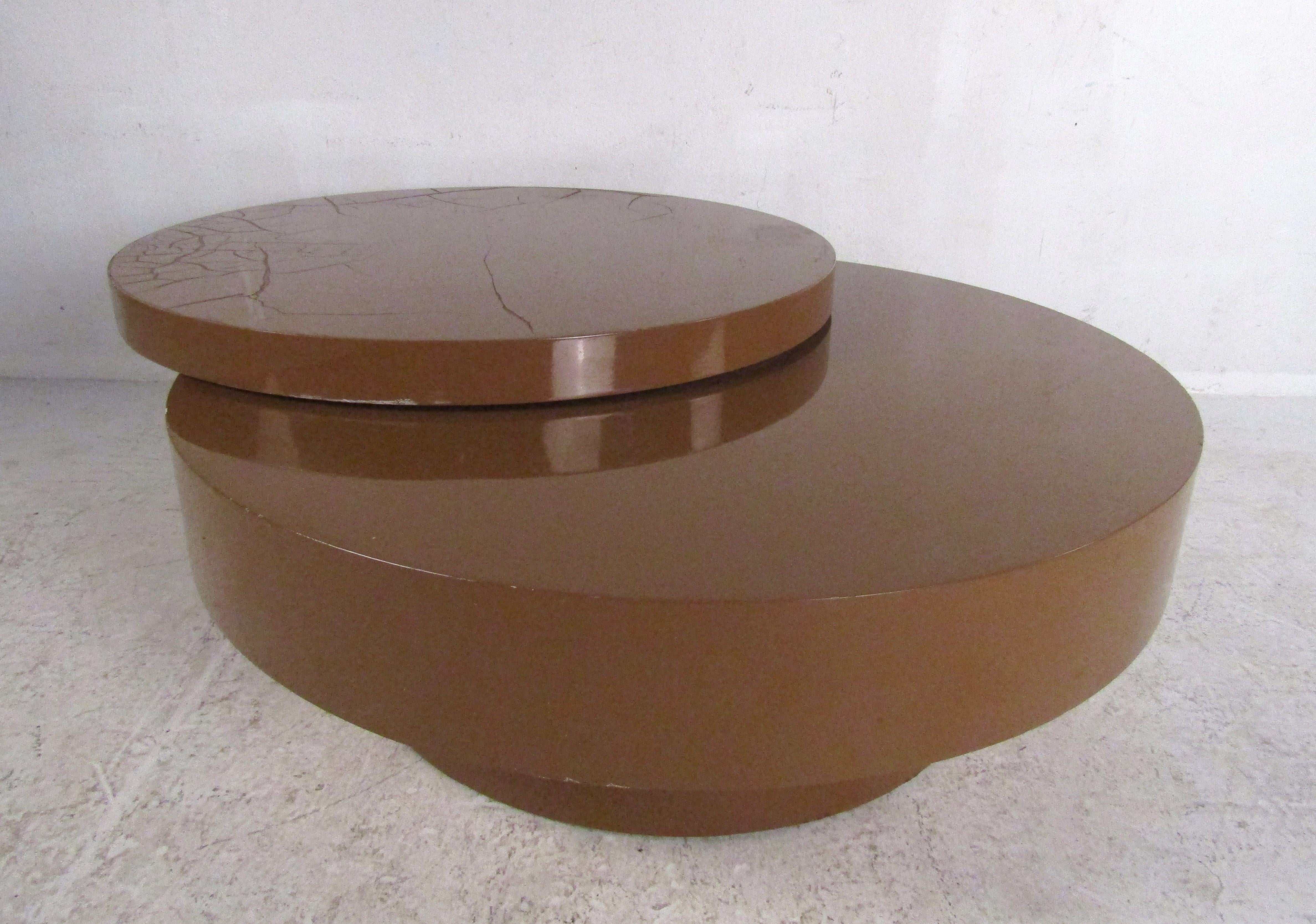 round swivel coffee table vintage