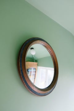 Unique Blue Mid-Century Modern Convex Mirror Circa 1950