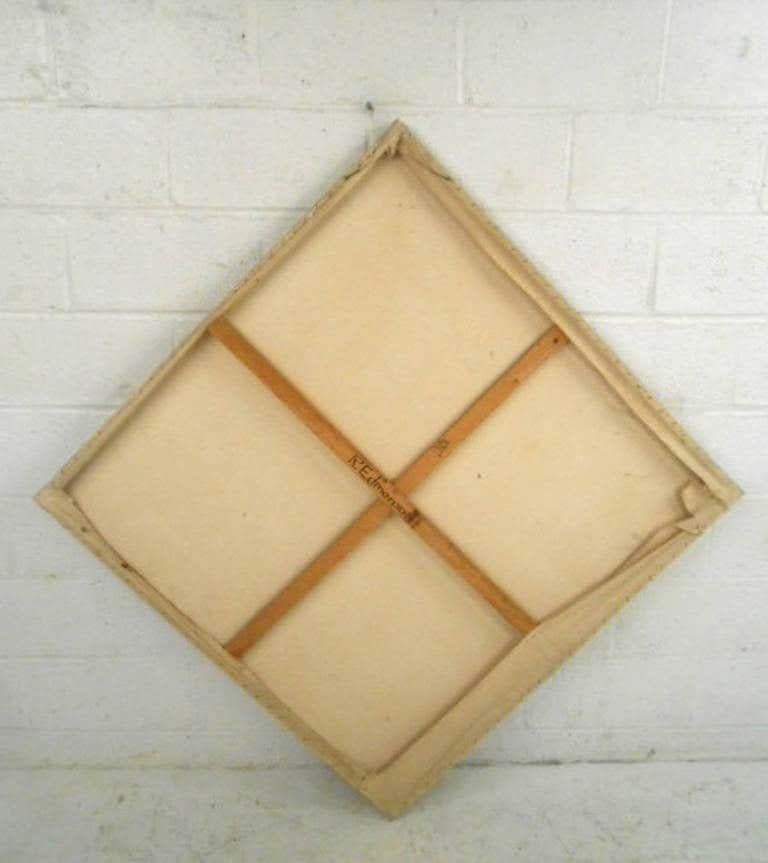 Late 20th Century Unique Mid-Century Modern Geometric Oil Painting on Canvas For Sale