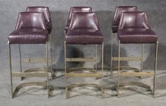 Unique Mid Century Modern Italian Style Bar Stools Vinyl Seats