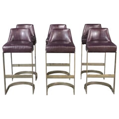 Unique Mid Century Modern Italian Style Bar Stools Vinyl Seats
