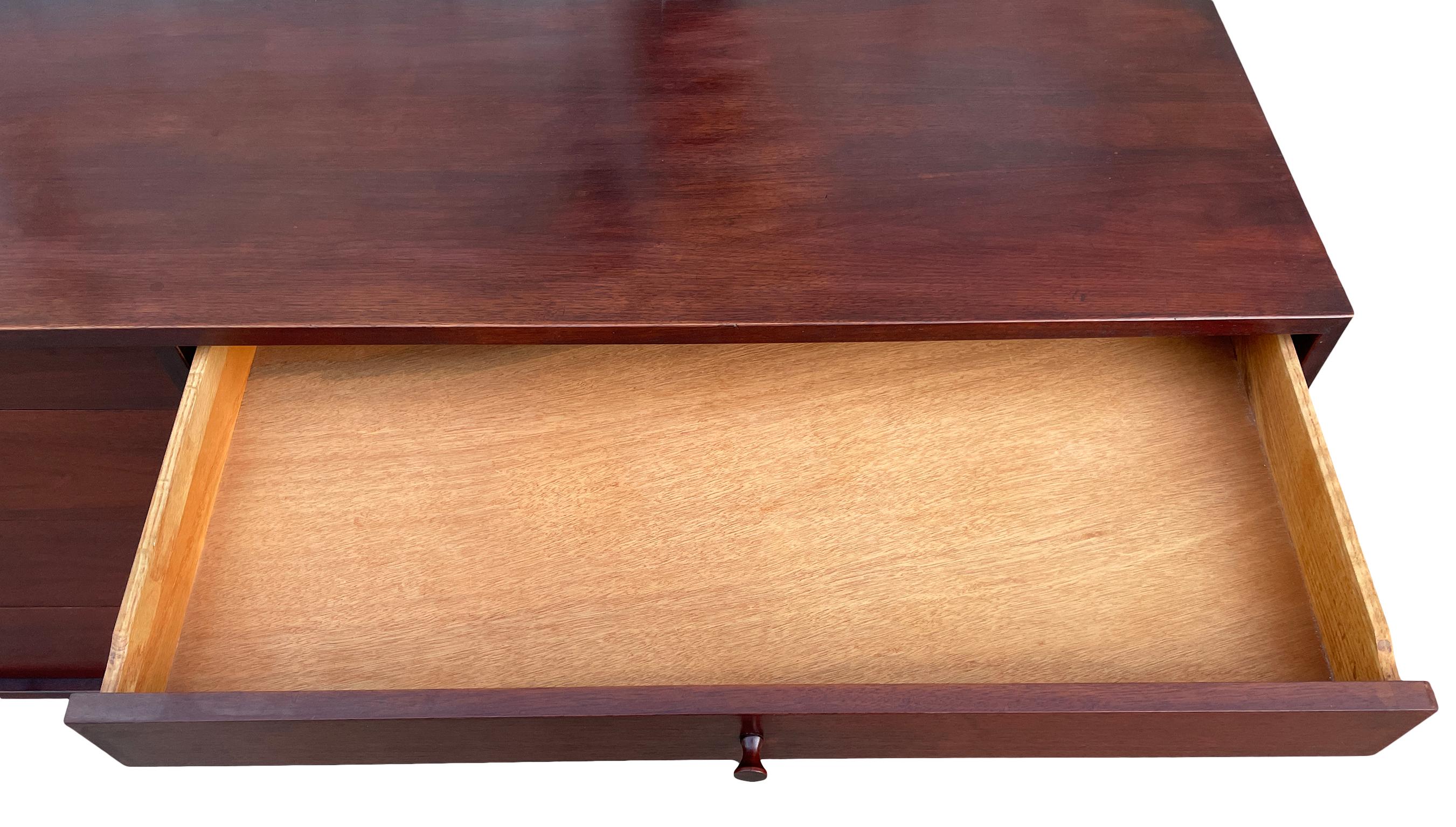 Unique Mid-Century Modern Long Walnut 8-Drawer Dresser Credenza by Calvin 1