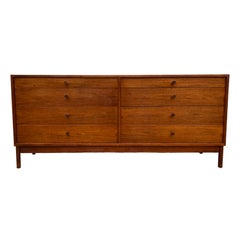 Unique Mid-Century Modern Long Walnut 8-Drawer Dresser Credenza by Calvin