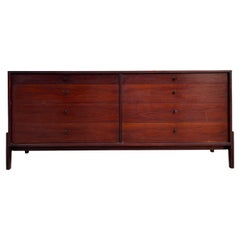 Unique Mid-Century Modern Long Walnut 8-Drawer Dresser Credenza by Calvin