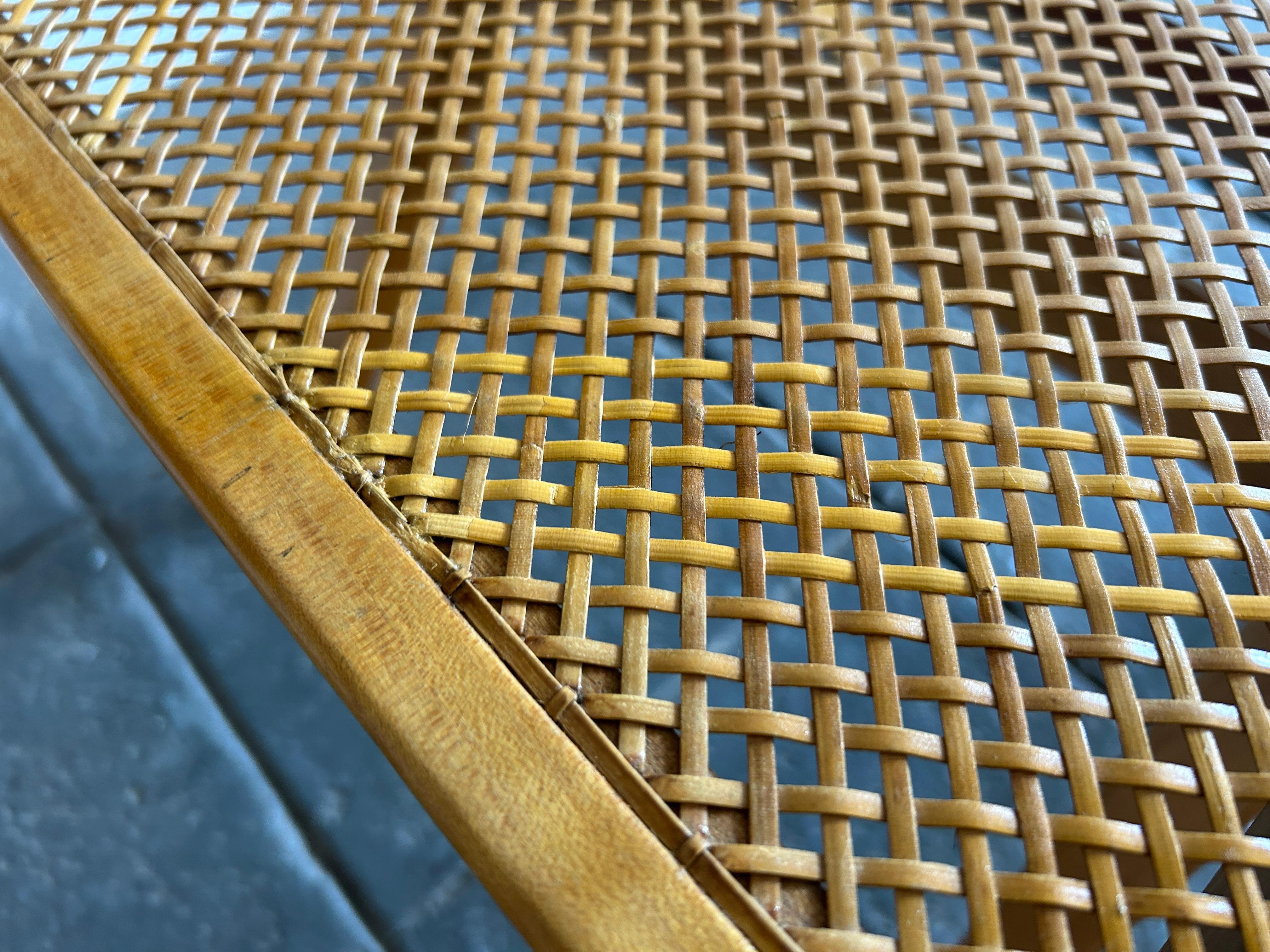 Unique mid century modern low cane maple blonde stool ottoman studio craft Bon état - En vente à Brooklyn, NY