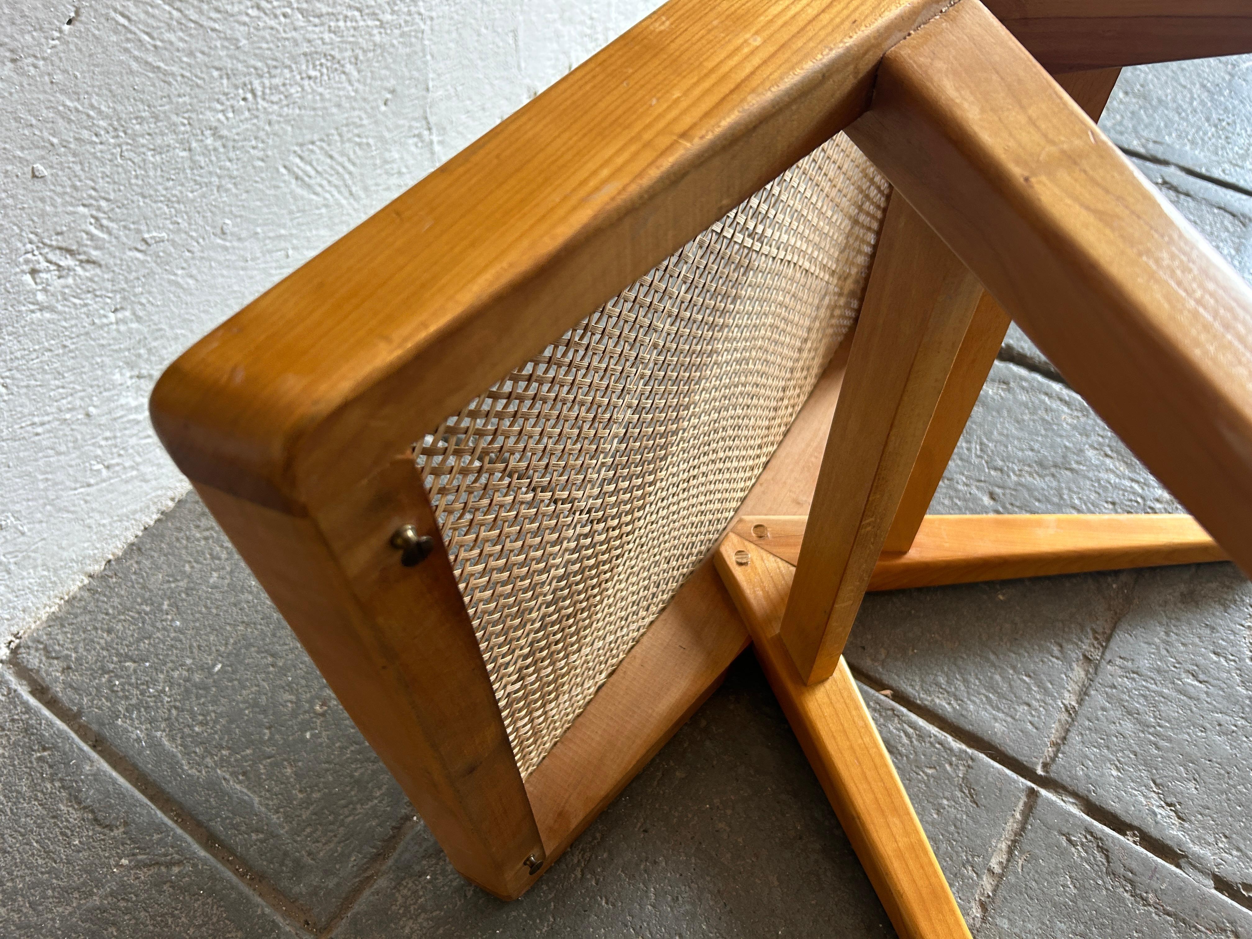 Unique mid century modern low cane maple blonde stool ottoman studio craft en vente 1