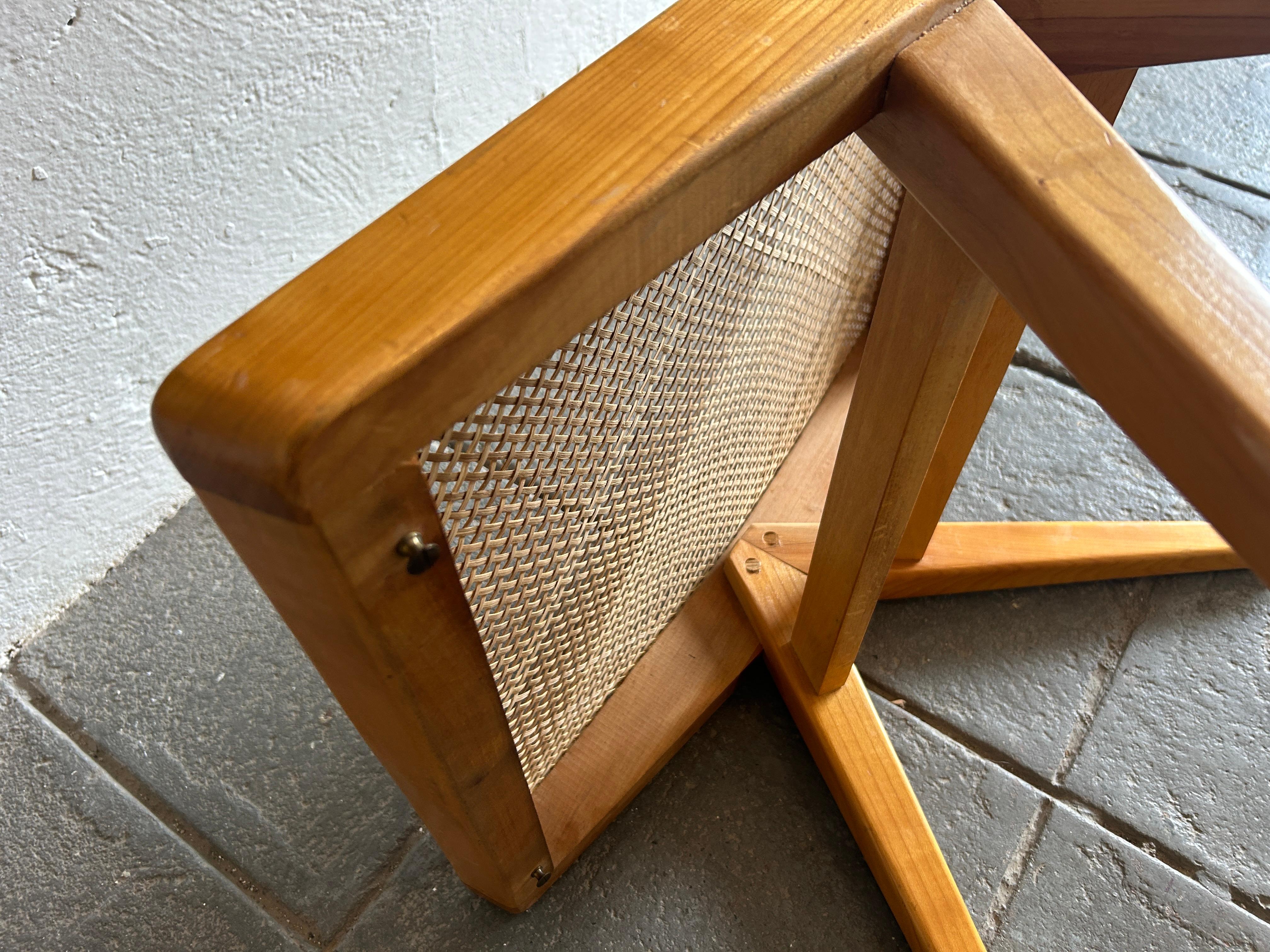 Unique mid century modern low cane maple blonde stool ottoman studio craft  For Sale 1