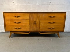 Unique Mid-Century Modern Lowboy Dresser w/ Sculpted Pulls