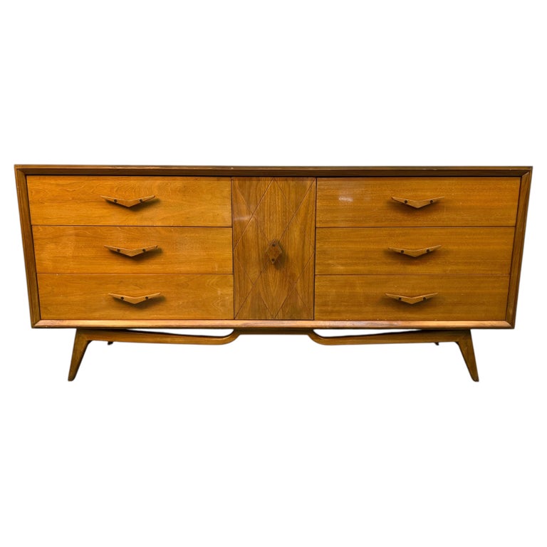 modern lowboy dresser Lowboy Dresser, 8 Drawers, Handcrafted Solid Wood, Customizable Design (shown in Walnut)