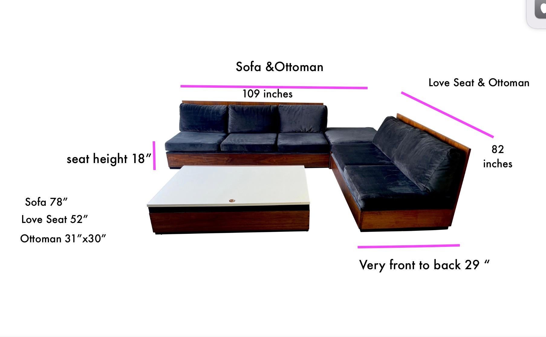 Unique Mid Century Modern Milo Baughman Era Four Piece Sectional Sofa Set 7