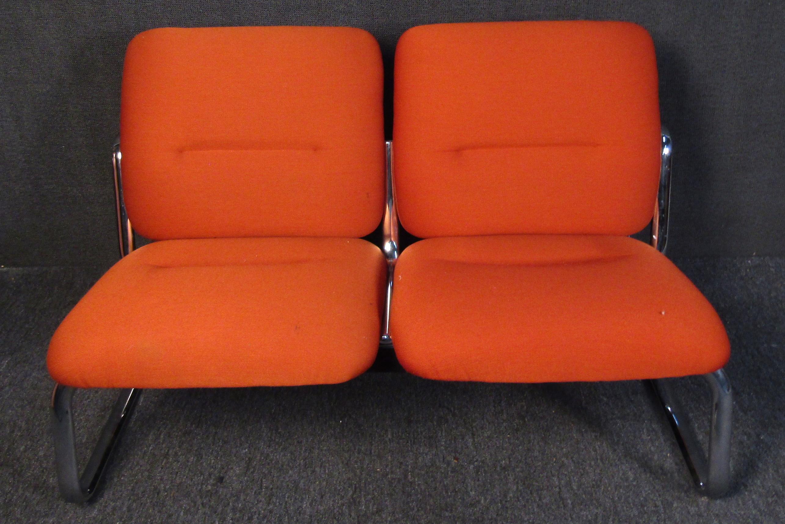 Mid-20th Century Unique Mid-Century Modern Orange Bench For Sale